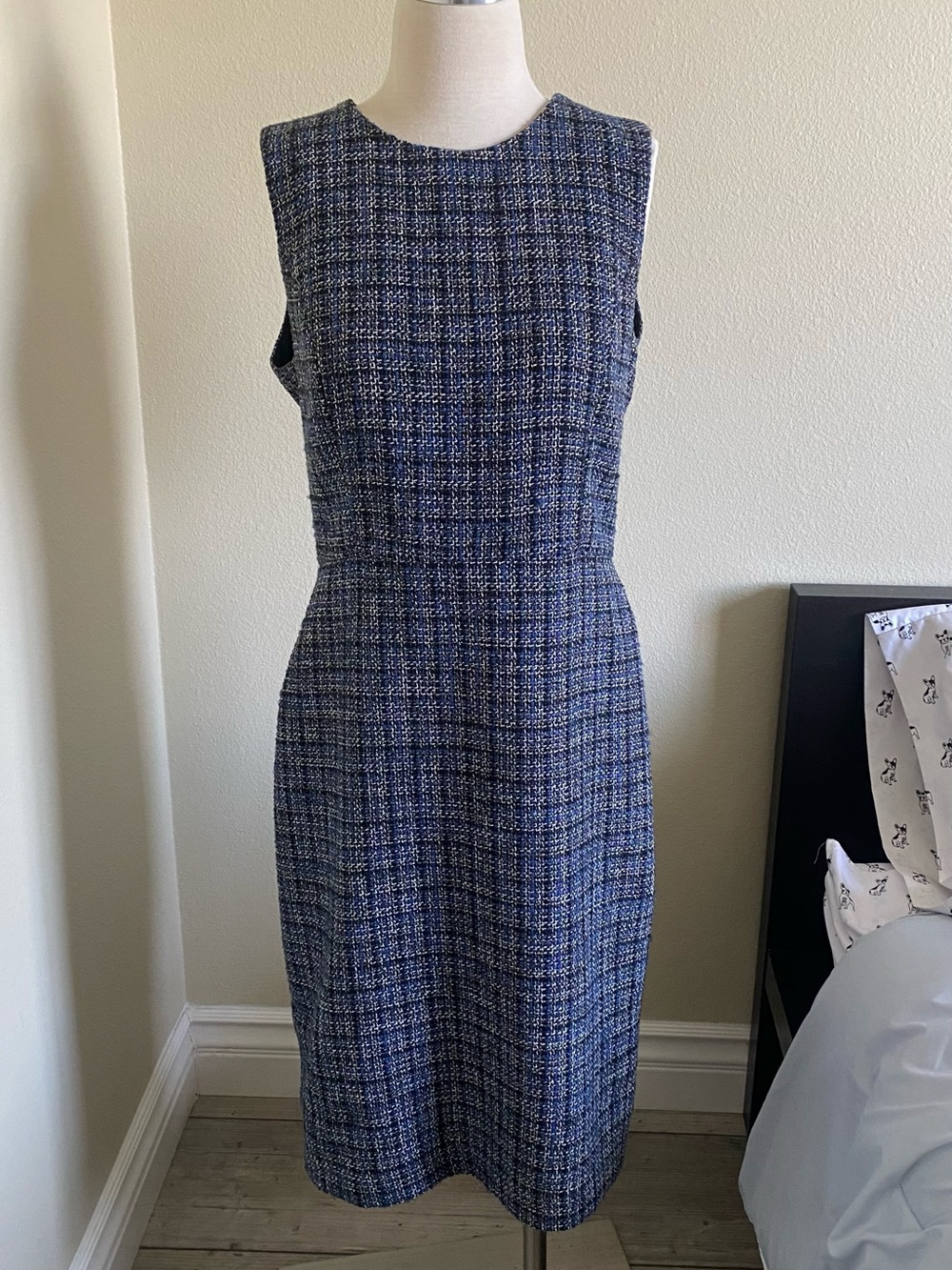 Banana Republic Navy and White Tweed Sheath Dress